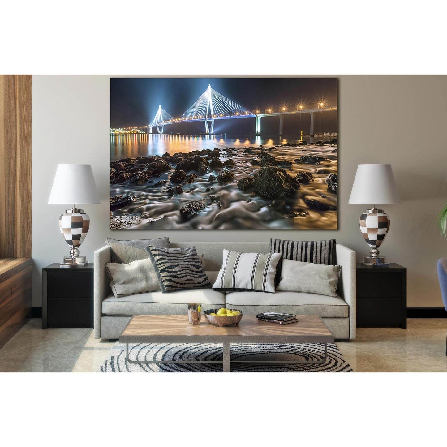 England Coast Bridge At Night №SL1137 Ready to Hang Canvas PrintCanvas art arrives ready to hang, with hanging accessories included and no additional framing required. Every canvas print is hand-crafted, made on-demand at our workshop and expertly stretch