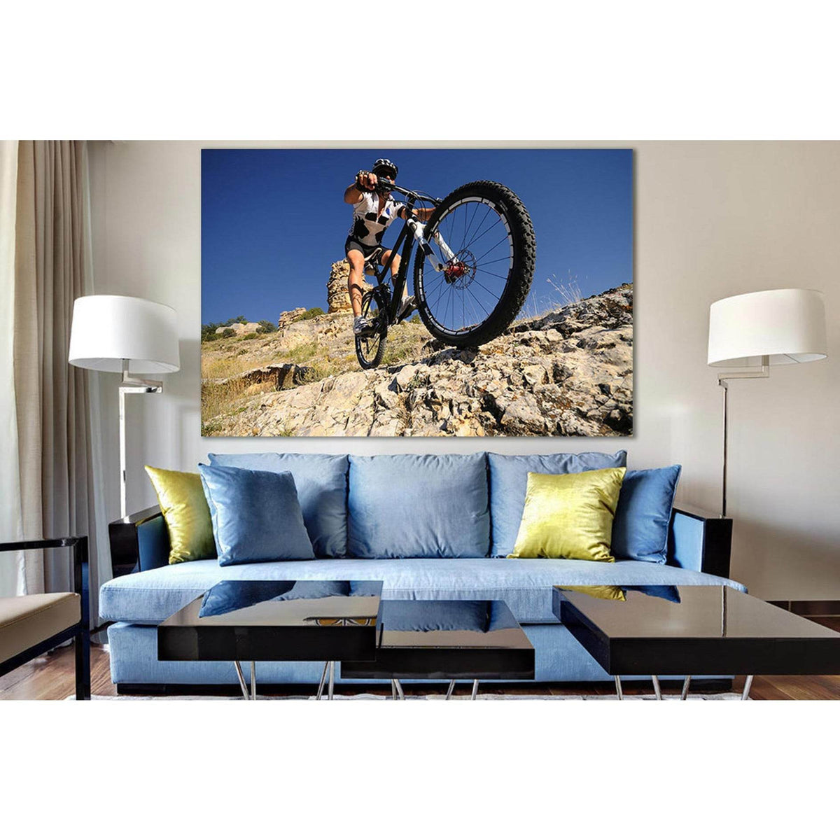 Man On Mountain Bike On The Rock №SL911 Ready to Hang Canvas PrintCanvas art arrives ready to hang, with hanging accessories included and no additional framing required. Every canvas print is hand-crafted, made on-demand at our workshop and expertly stret