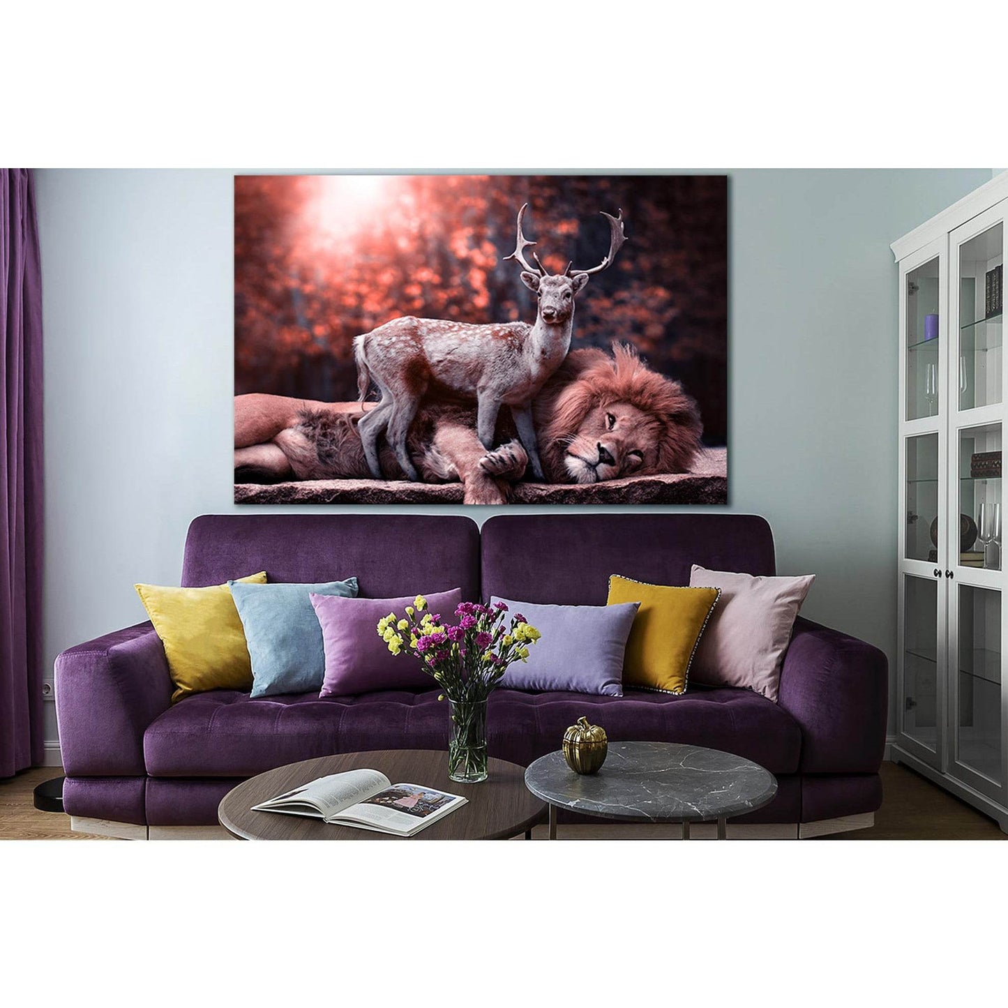 Deer With Lion №SL1507 Ready to Hang Canvas PrintCanvas art arrives ready to hang, with hanging accessories included and no additional framing required. Every canvas print is hand-crafted, made on-demand at our workshop and expertly stretched around 100%