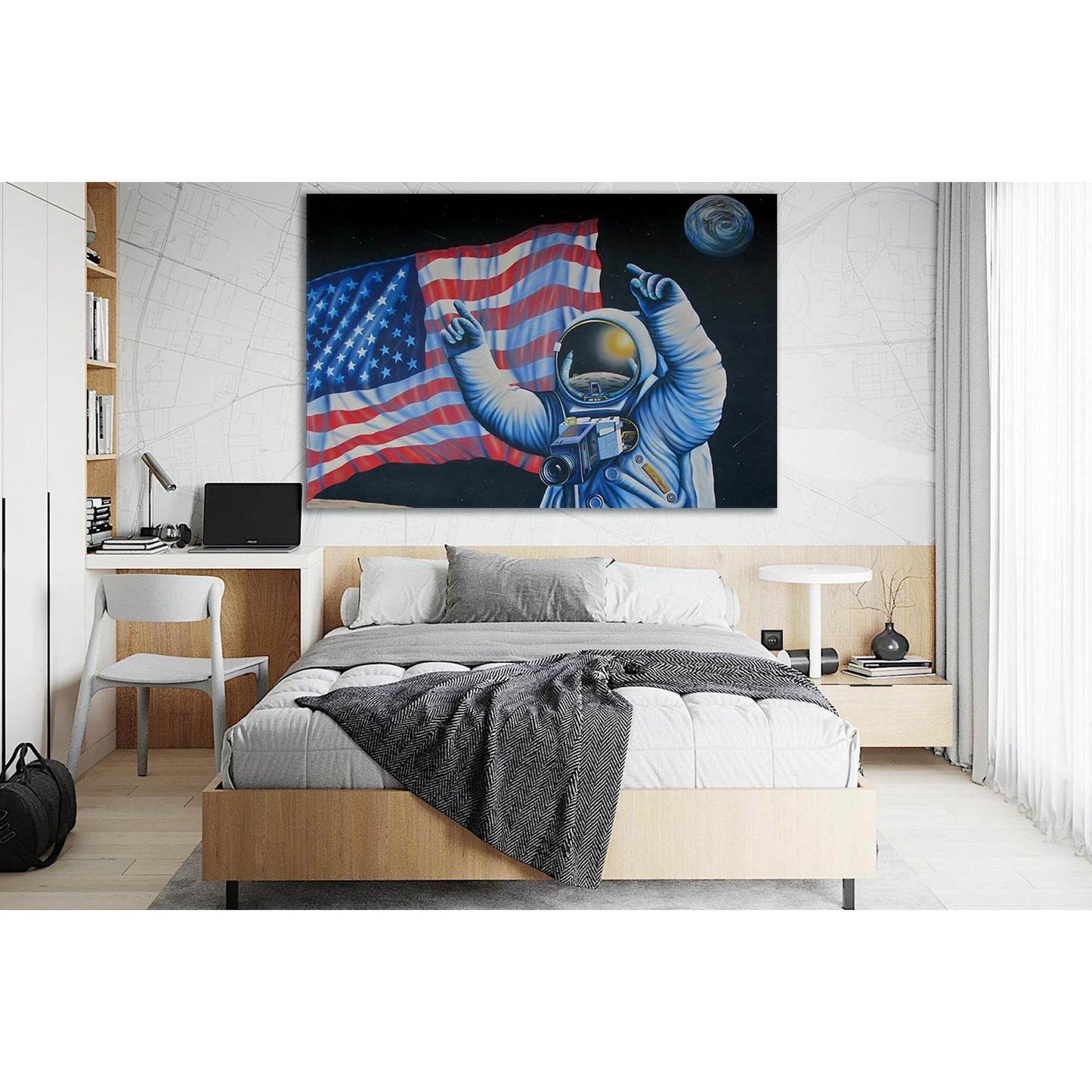 Drawn Astronauts And USA Flag №SL1168 Ready to Hang Canvas PrintCanvas art arrives ready to hang, with hanging accessories included and no additional framing required. Every canvas print is hand-crafted, made on-demand at our workshop and expertly stretch