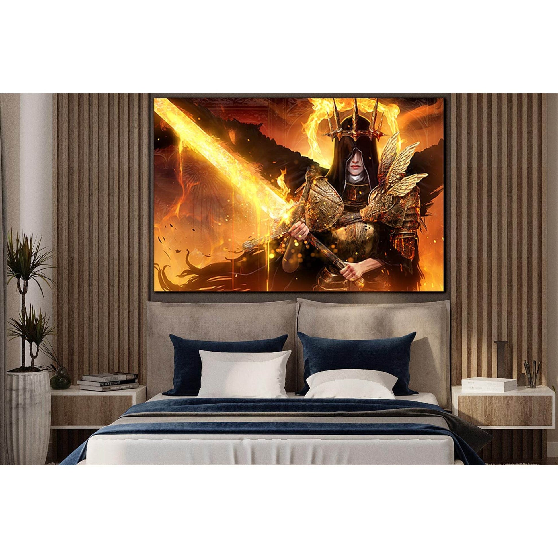 Warrior Girl With Fire Sword №SL1232 Ready to Hang Canvas PrintCanvas art arrives ready to hang, with hanging accessories included and no additional framing required. Every canvas print is hand-crafted, made on-demand at our workshop and expertly stretche