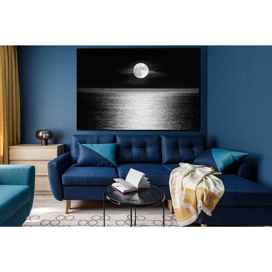 Moonlight Over The Ocean Black And White №SL856 Ready to Hang Canvas PrintCanvas art arrives ready to hang, with hanging accessories included and no additional framing required. Every canvas print is hand-crafted, made on-demand at our workshop and expert