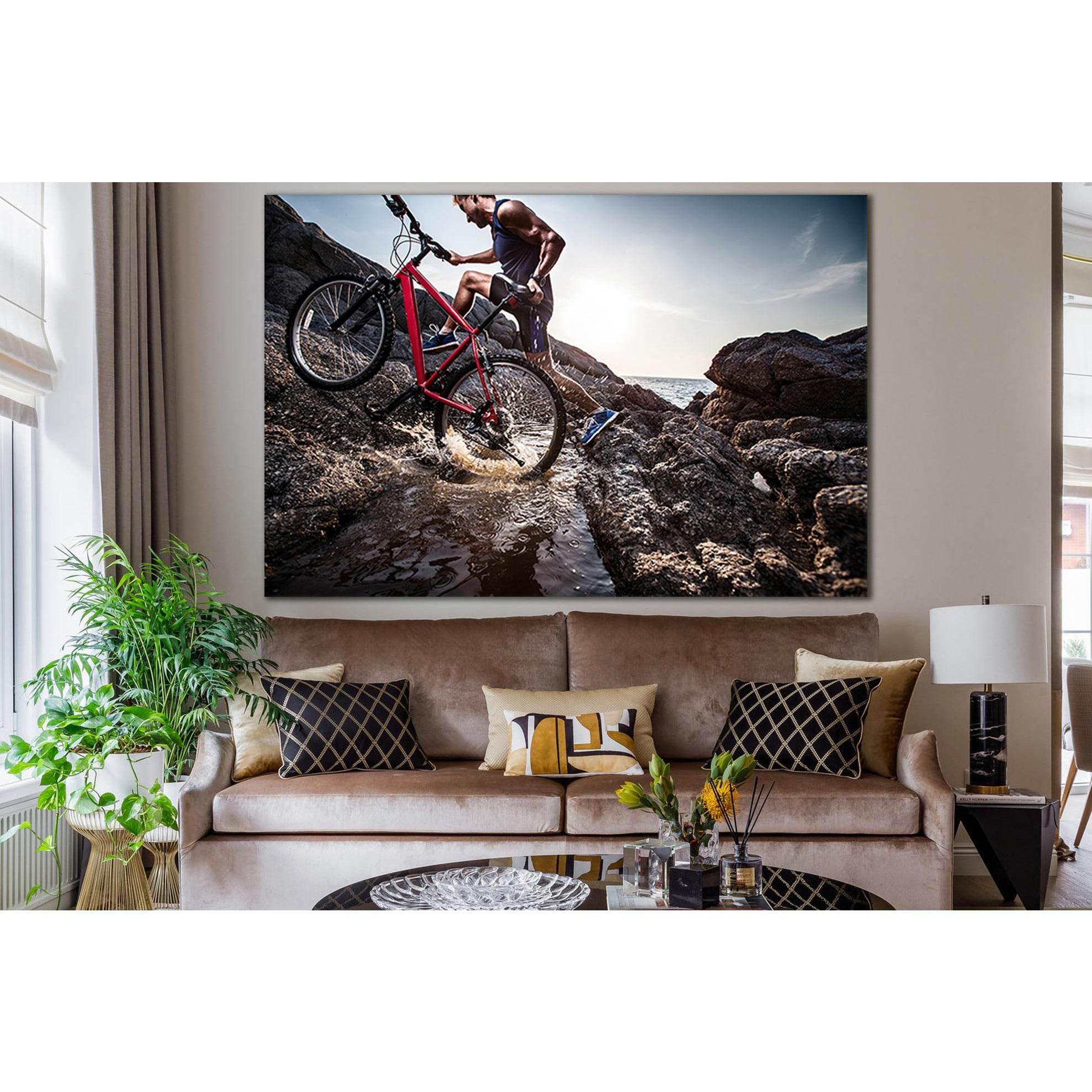 Bicycle Sport On The Rocks №SL918 Ready to Hang Canvas PrintCanvas art arrives ready to hang, with hanging accessories included and no additional framing required. Every canvas print is hand-crafted, made on-demand at our workshop and expertly stretched a