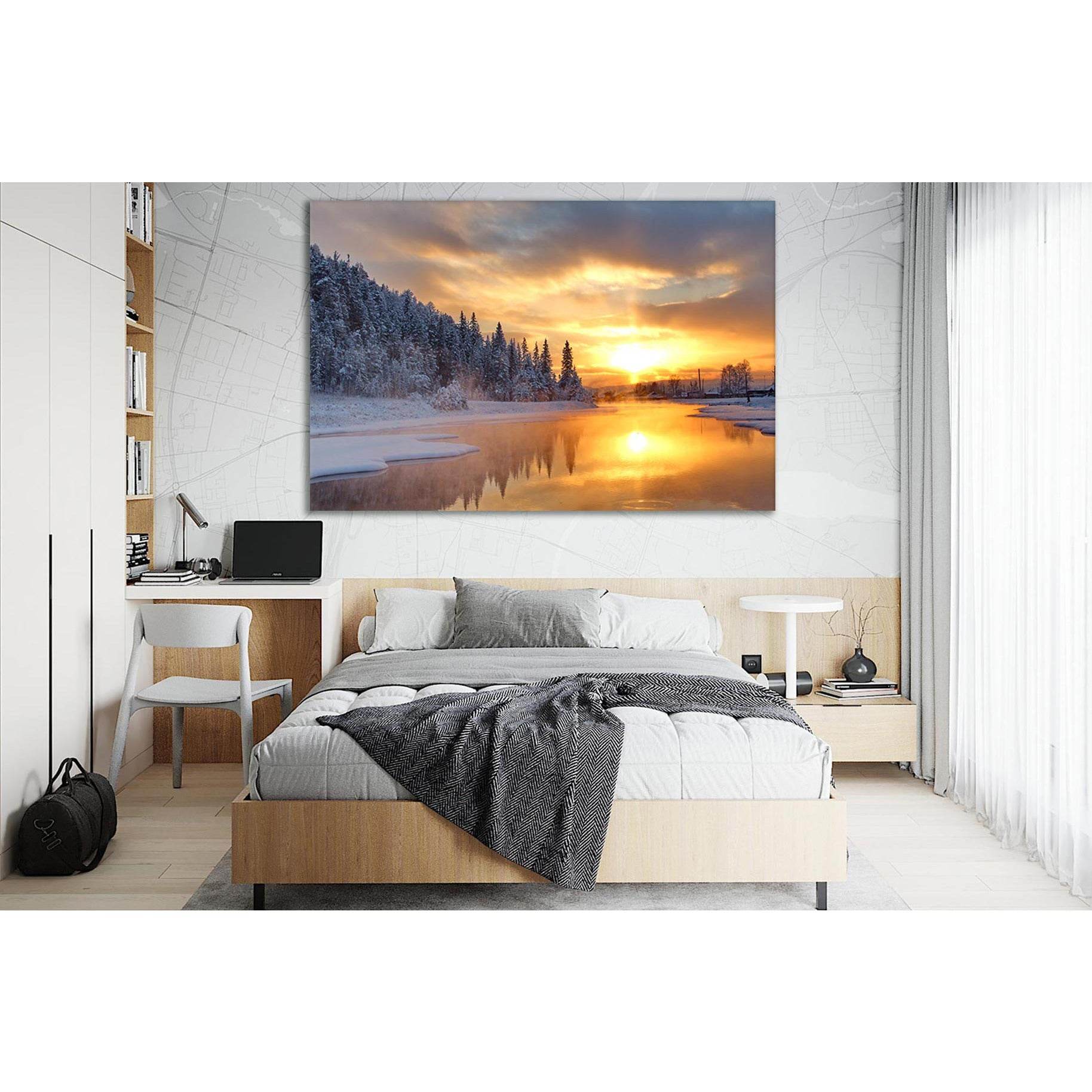 Winter River At Sunset №SL294 Ready to Hang Canvas PrintCanvas art arrives ready to hang, with hanging accessories included and no additional framing required. Every canvas print is hand-crafted, made on-demand at our workshop and expertly stretched aroun