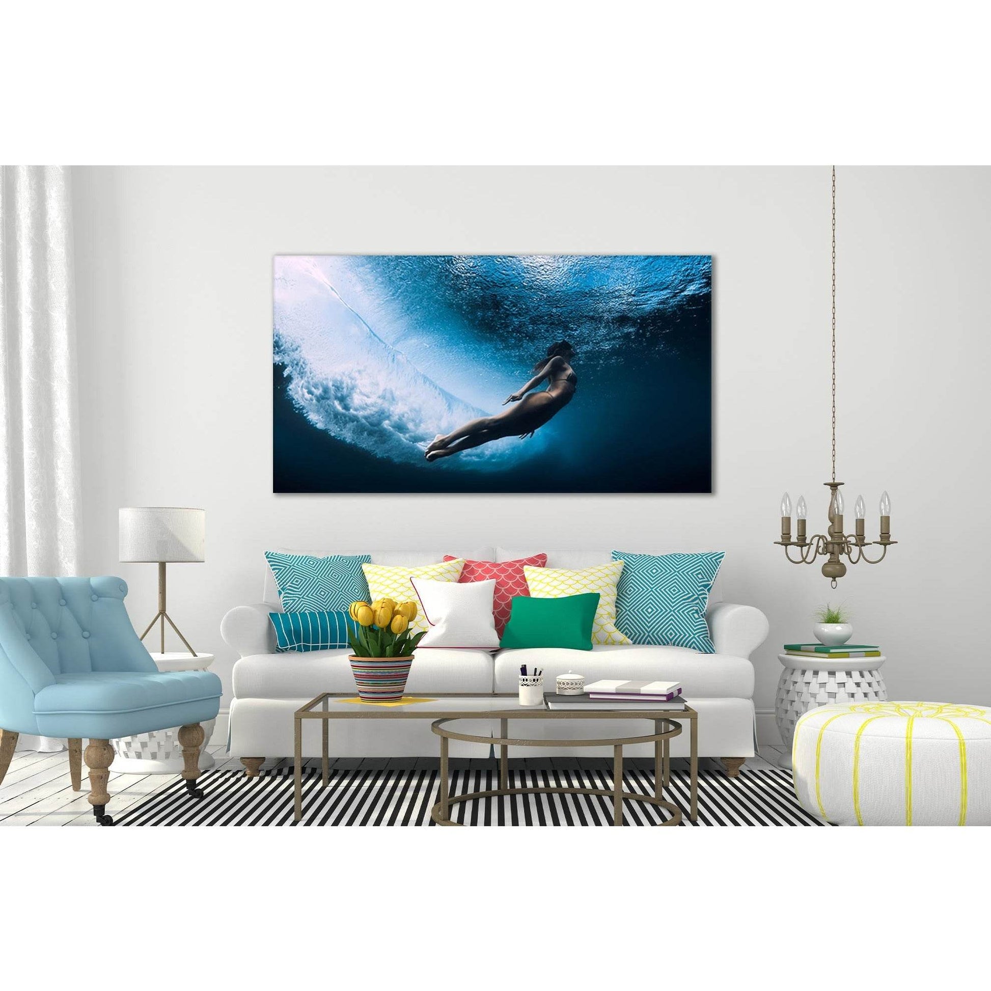 Beautiful Girl Under Water №SL45 Ready to Hang Canvas PrintCanvas art arrives ready to hang, with hanging accessories included and no additional framing required. Every canvas print is hand-crafted, made on-demand at our workshop and expertly stretched ar