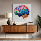 Brain Wall Art - Neuroscience Wall Decor, Abstract Brain Canvas Art, Modern Science Artwork, Medical Office Wall Art, Psychology Office Art