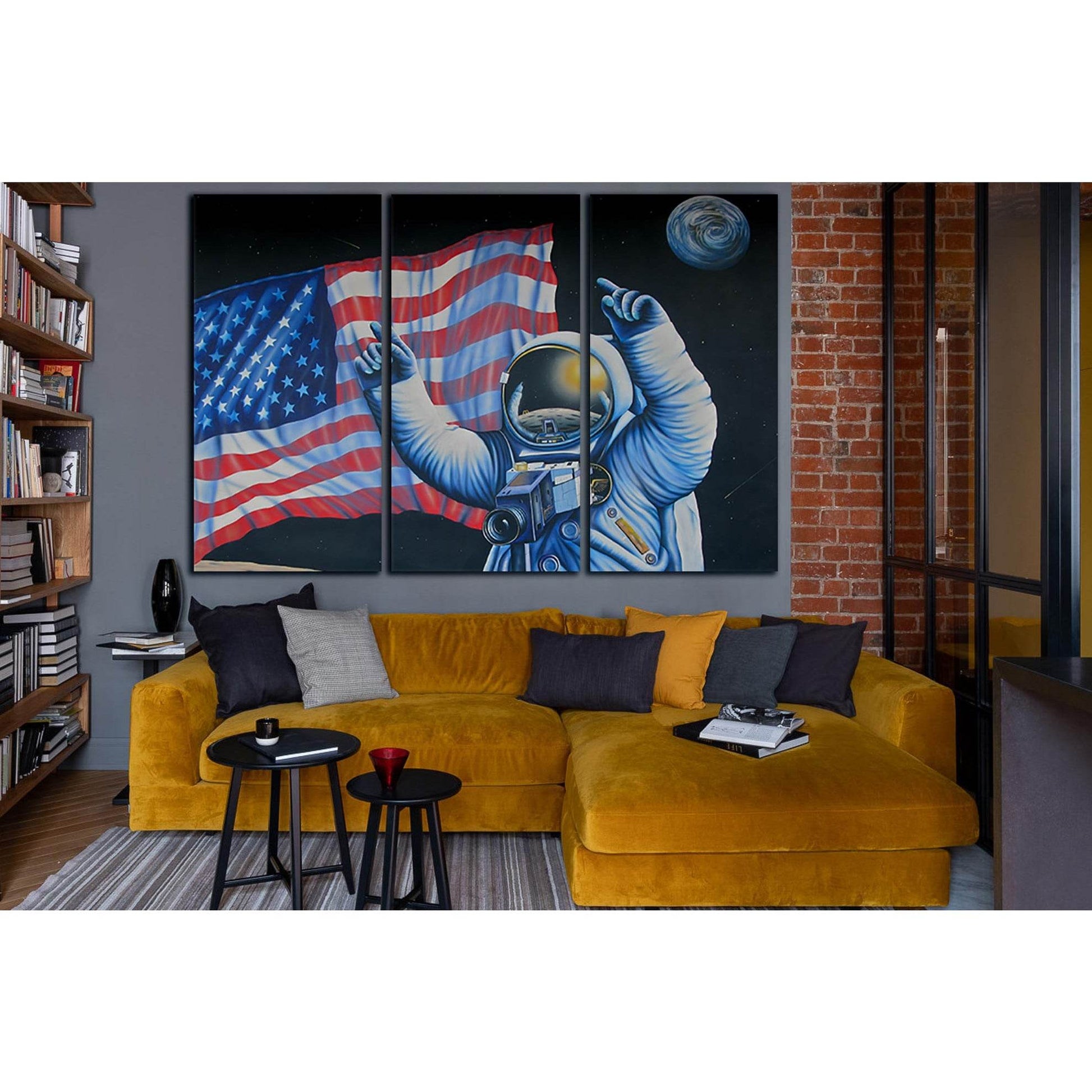 Drawn Astronauts And USA Flag №SL1168 Ready to Hang Canvas PrintCanvas art arrives ready to hang, with hanging accessories included and no additional framing required. Every canvas print is hand-crafted, made on-demand at our workshop and expertly stretch