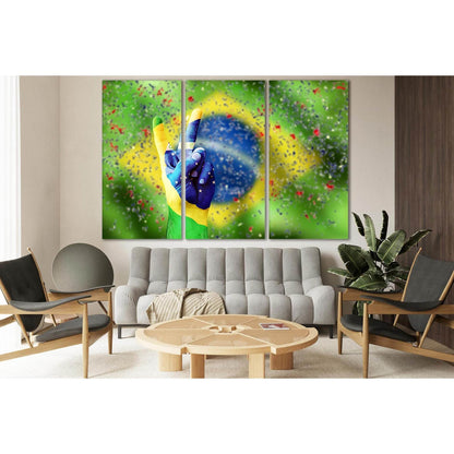 Brazil Flag On Hand №SL1167 Ready to Hang Canvas PrintCanvas art arrives ready to hang, with hanging accessories included and no additional framing required. Every canvas print is hand-crafted, made on-demand at our workshop and expertly stretched around