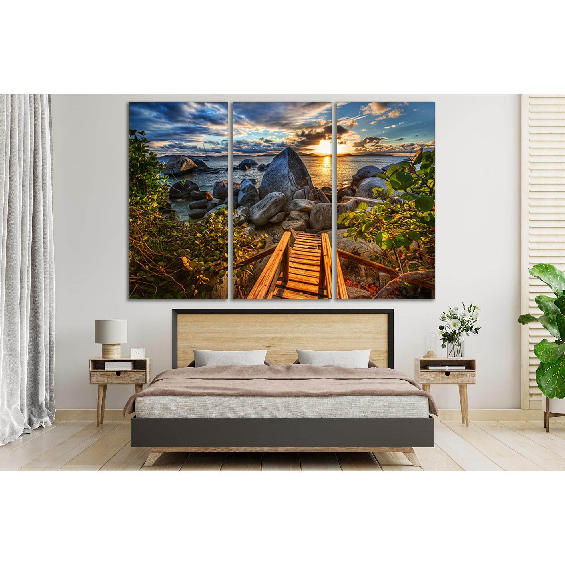 Wooden Staircase Sea Sunset №SL256 Ready to Hang Canvas PrintCanvas art arrives ready to hang, with hanging accessories included and no additional framing required. Every canvas print is hand-crafted, made on-demand at our workshop and expertly stretched