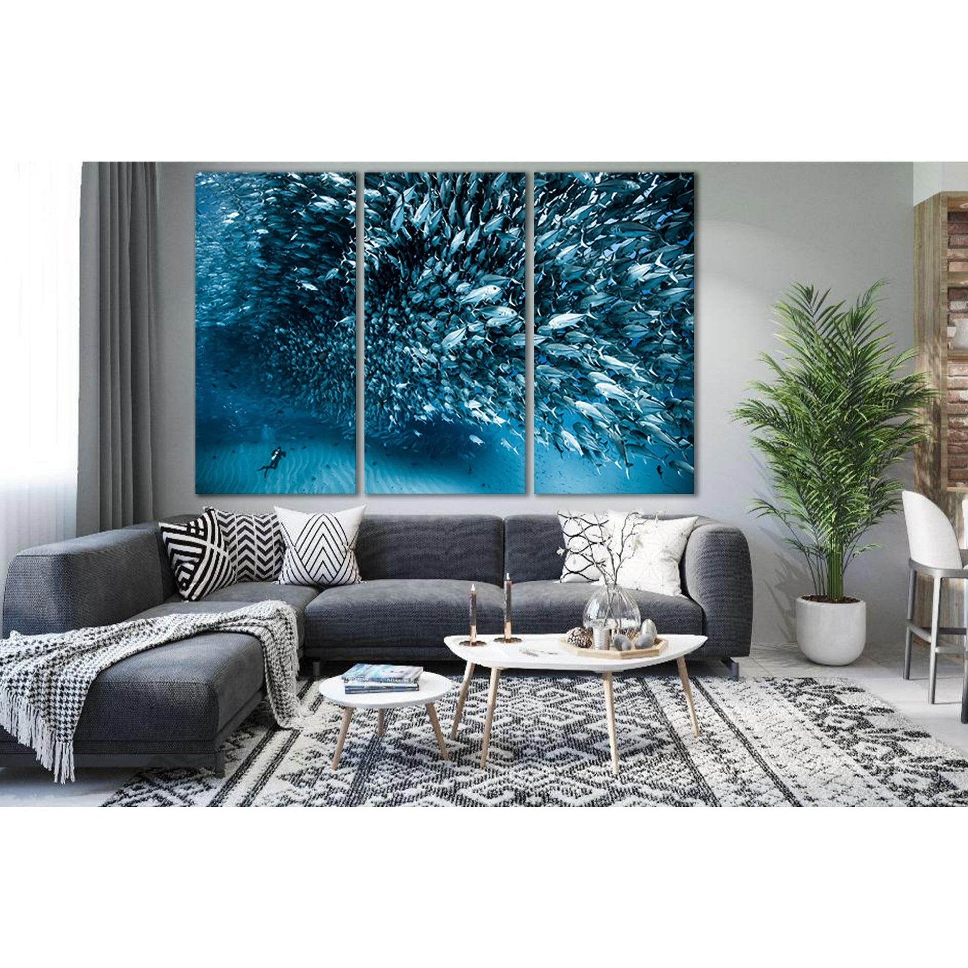 Flock Of Fish And Diver №SL1522 Ready to Hang Canvas PrintCanvas art arrives ready to hang, with hanging accessories included and no additional framing required. Every canvas print is hand-crafted, made on-demand at our workshop and expertly stretched aro