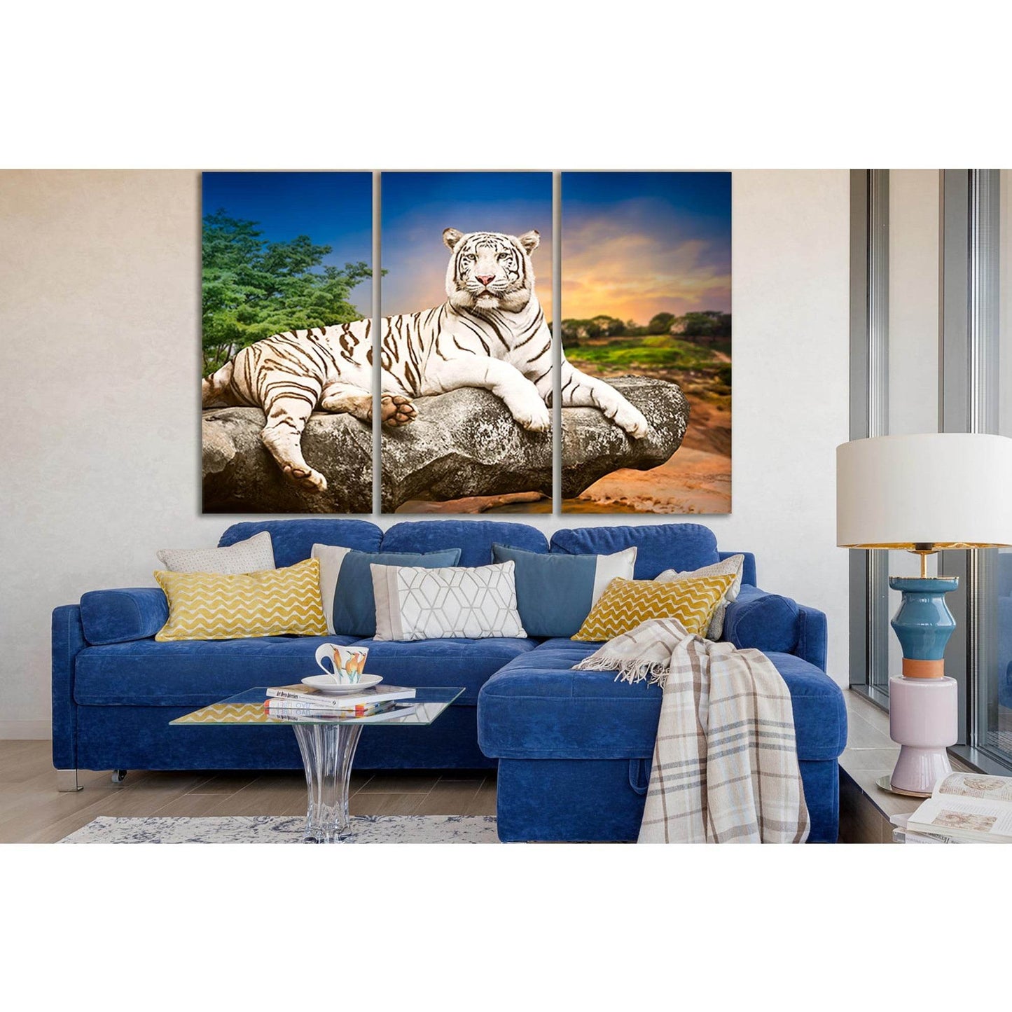 White Tiger Resting On The Stone №SL1047 Ready to Hang Canvas PrintCanvas art arrives ready to hang, with hanging accessories included and no additional framing required. Every canvas print is hand-crafted, made on-demand at our workshop and expertly stre