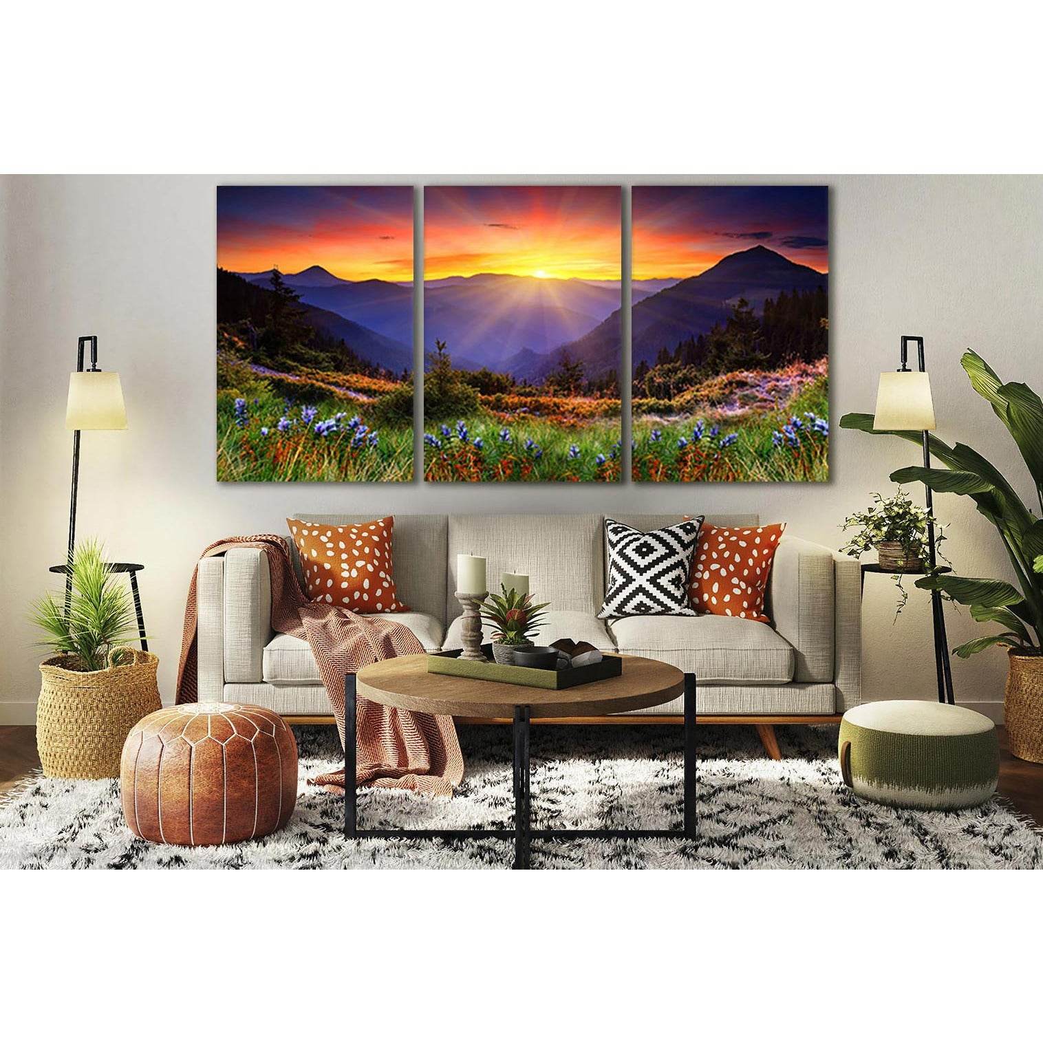 Wild Flowers Mountains Sunset №SL686 Ready to Hang Canvas PrintCanvas art arrives ready to hang, with hanging accessories included and no additional framing required. Every canvas print is hand-crafted, made on-demand at our workshop and expertly stretche