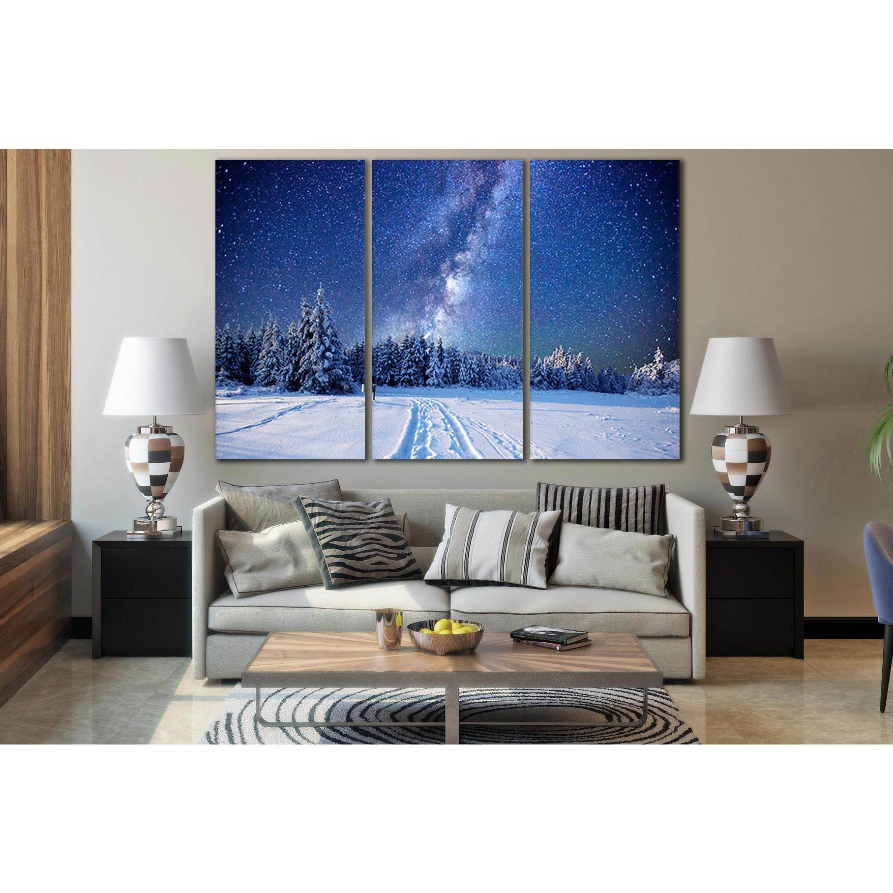 Starry Sky Over Winter Forest №SL423 Ready to Hang Canvas PrintCanvas art arrives ready to hang, with hanging accessories included and no additional framing required. Every canvas print is hand-crafted, made on-demand at our workshop and expertly stretche