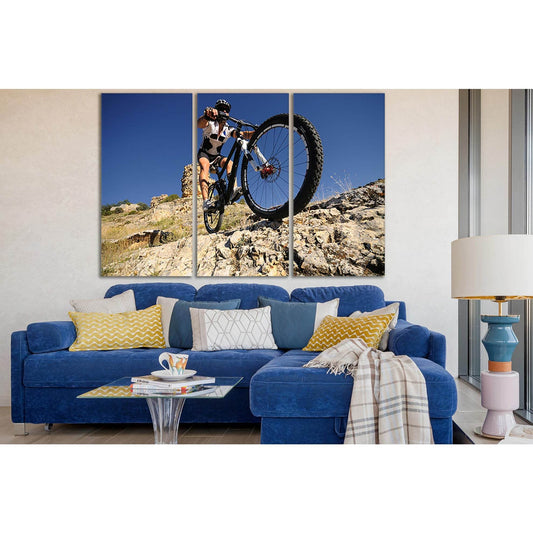 Man On Mountain Bike On The Rock №SL911 Ready to Hang Canvas PrintCanvas art arrives ready to hang, with hanging accessories included and no additional framing required. Every canvas print is hand-crafted, made on-demand at our workshop and expertly stret