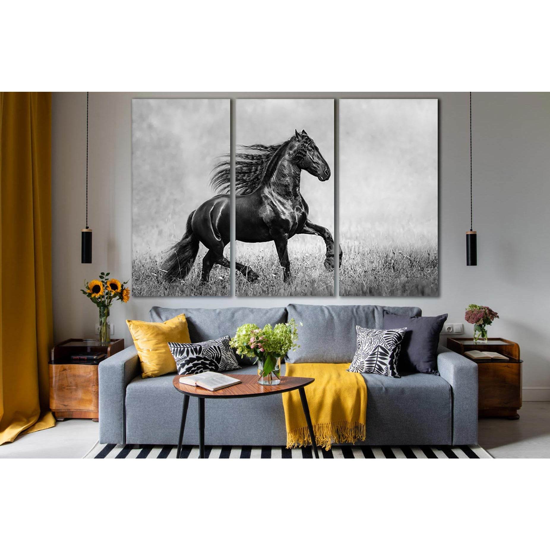 Beautiful Black Horse Black and White №SL858 Ready to Hang Canvas PrintCanvas art arrives ready to hang, with hanging accessories included and no additional framing required. Every canvas print is hand-crafted, made on-demand at our workshop and expertly