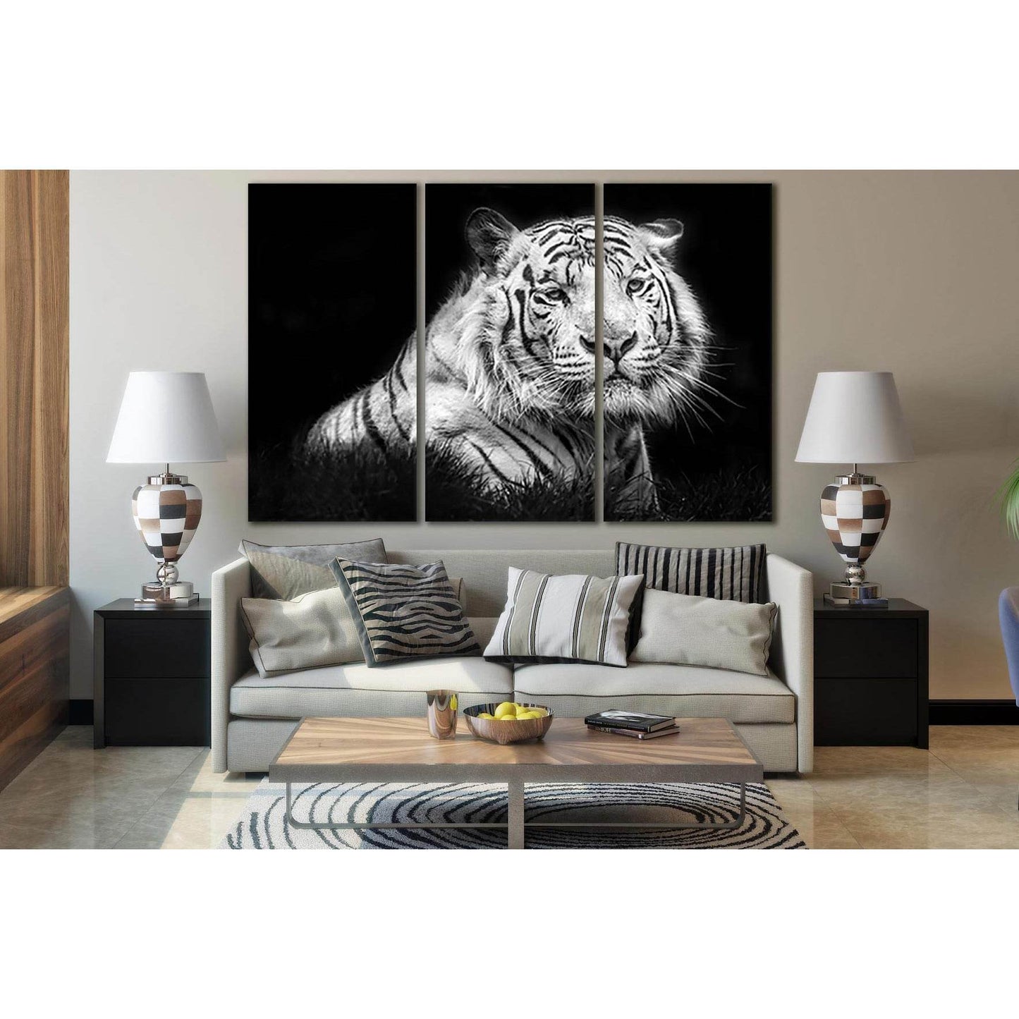 Tiger Black & White №SL853 Ready to Hang Canvas PrintCanvas art arrives ready to hang, with hanging accessories included and no additional framing required. Every canvas print is hand-crafted, made on-demand at our workshop and expertly stretched around 1