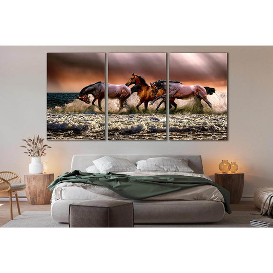 Three Horses In The Sea №SL187 Ready to Hang Canvas PrintCanvas art arrives ready to hang, with hanging accessories included and no additional framing required. Every canvas print is hand-crafted, made on-demand at our workshop and expertly stretched arou