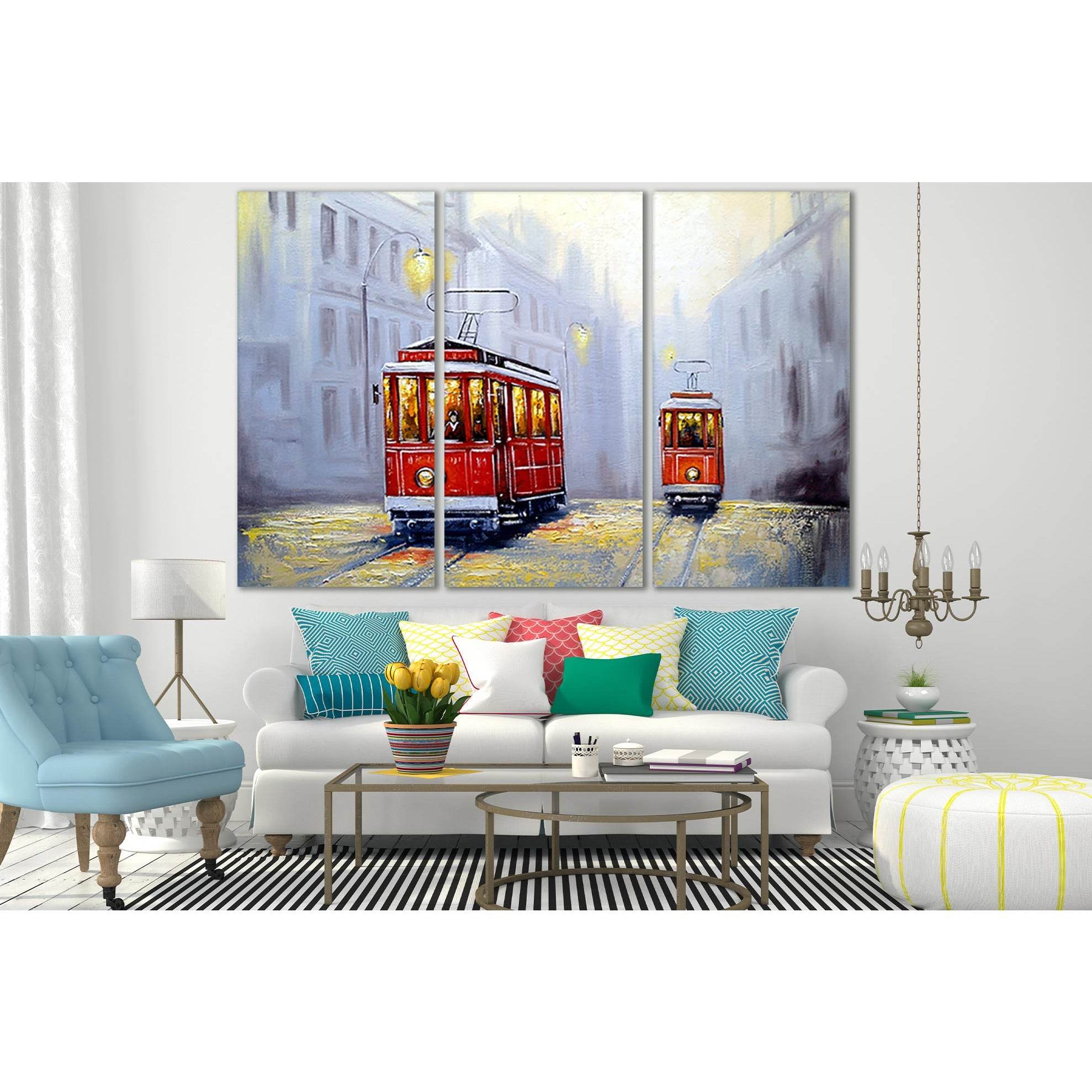 Tram In Old Town Oil Painting №SL584 Ready to Hang Canvas PrintCanvas art arrives ready to hang, with hanging accessories included and no additional framing required. Every canvas print is hand-crafted, made on-demand at our workshop and expertly stretche