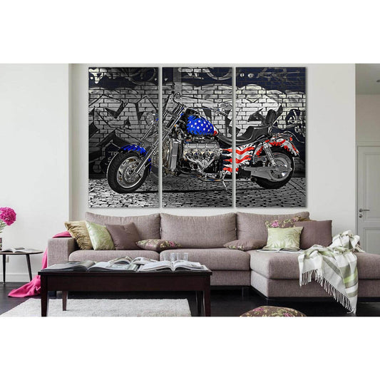 USA Flag Painted On Motorcycle №SL1170 Ready to Hang Canvas PrintCanvas art arrives ready to hang, with hanging accessories included and no additional framing required. Every canvas print is hand-crafted, made on-demand at our workshop and expertly stretc