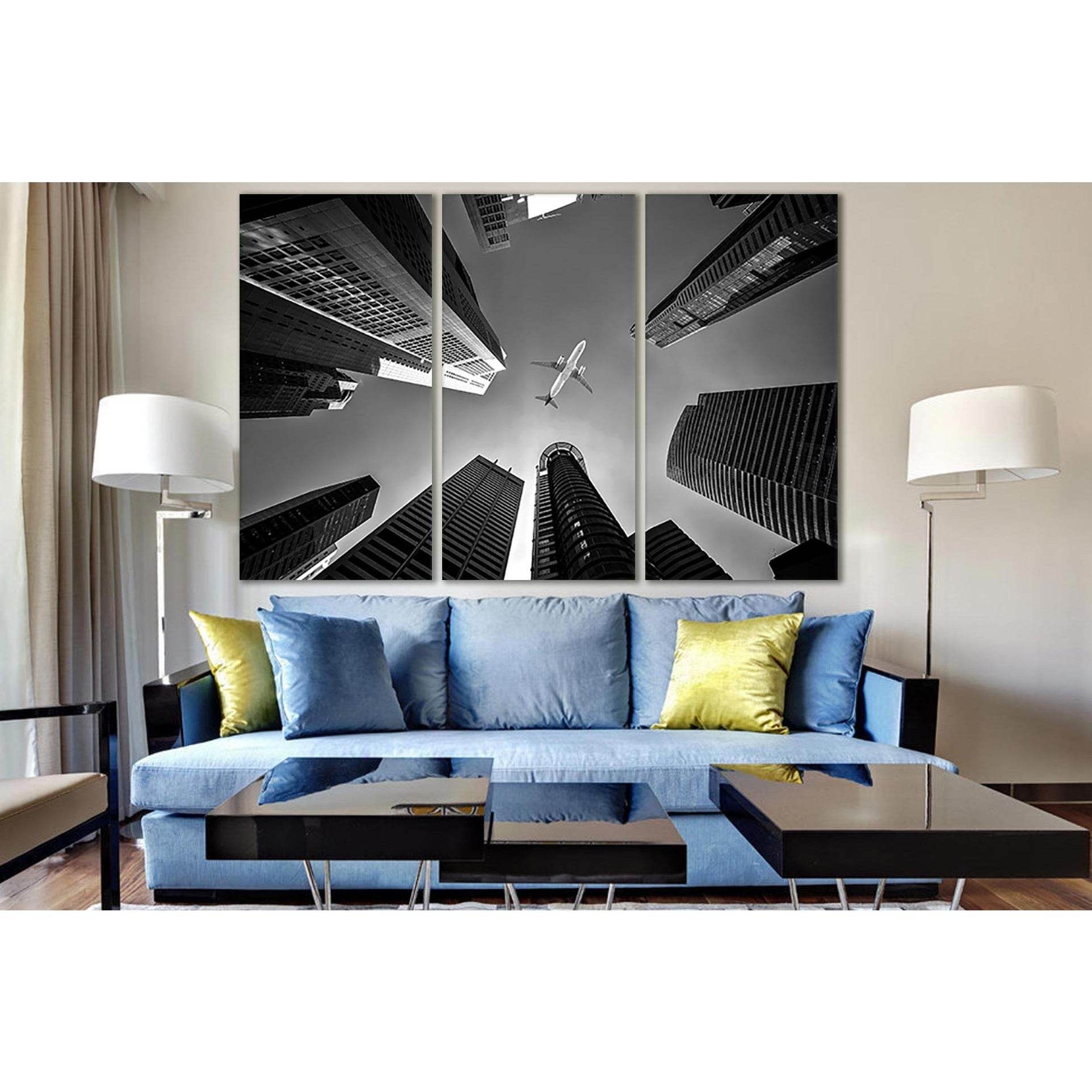 Airplane Flying Over Buildings №SL836 Ready to Hang Canvas PrintCanvas art arrives ready to hang, with hanging accessories included and no additional framing required. Every canvas print is hand-crafted, made on-demand at our workshop and expertly stretch