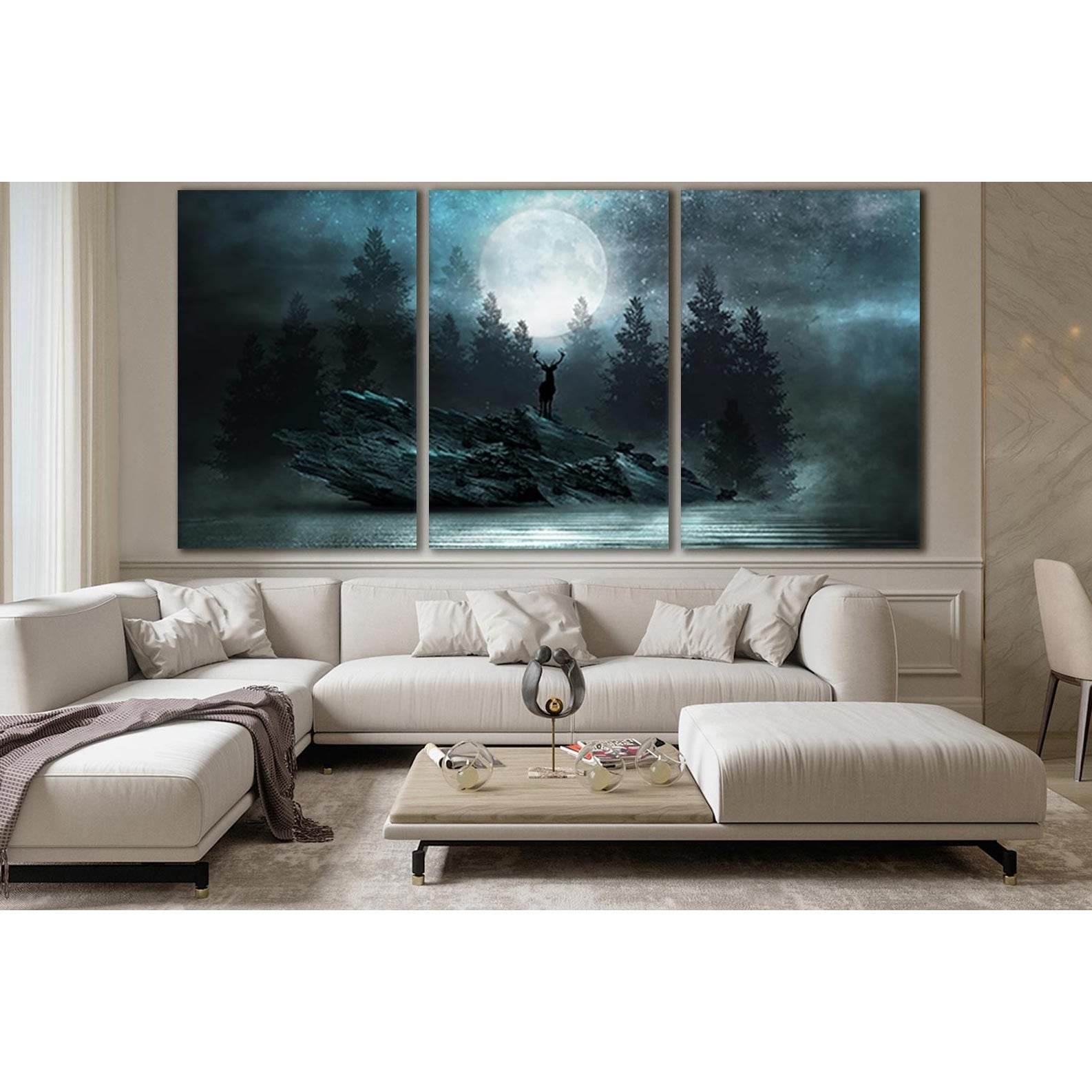 Deer On A Rock Under The Moon №SL1238 Ready to Hang Canvas PrintCanvas art arrives ready to hang, with hanging accessories included and no additional framing required. Every canvas print is hand-crafted, made on-demand at our workshop and expertly stretch