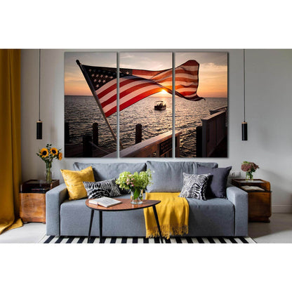 Usa Flag At Sunset №SL1178 Ready to Hang Canvas PrintCanvas art arrives ready to hang, with hanging accessories included and no additional framing required. Every canvas print is hand-crafted, made on-demand at our workshop and expertly stretched around 1