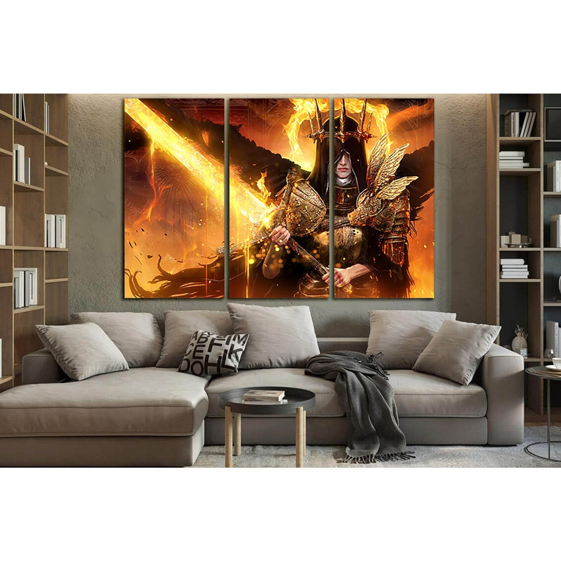 Warrior Girl With Fire Sword №SL1232 Ready to Hang Canvas PrintCanvas art arrives ready to hang, with hanging accessories included and no additional framing required. Every canvas print is hand-crafted, made on-demand at our workshop and expertly stretche