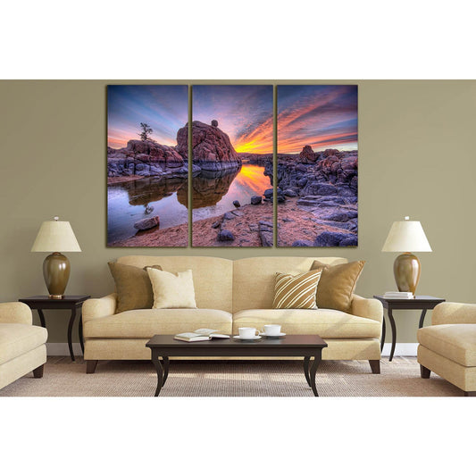 River Among Rocks Sunset №SL257 Ready to Hang Canvas PrintCanvas art arrives ready to hang, with hanging accessories included and no additional framing required. Every canvas print is hand-crafted, made on-demand at our workshop and expertly stretched aro