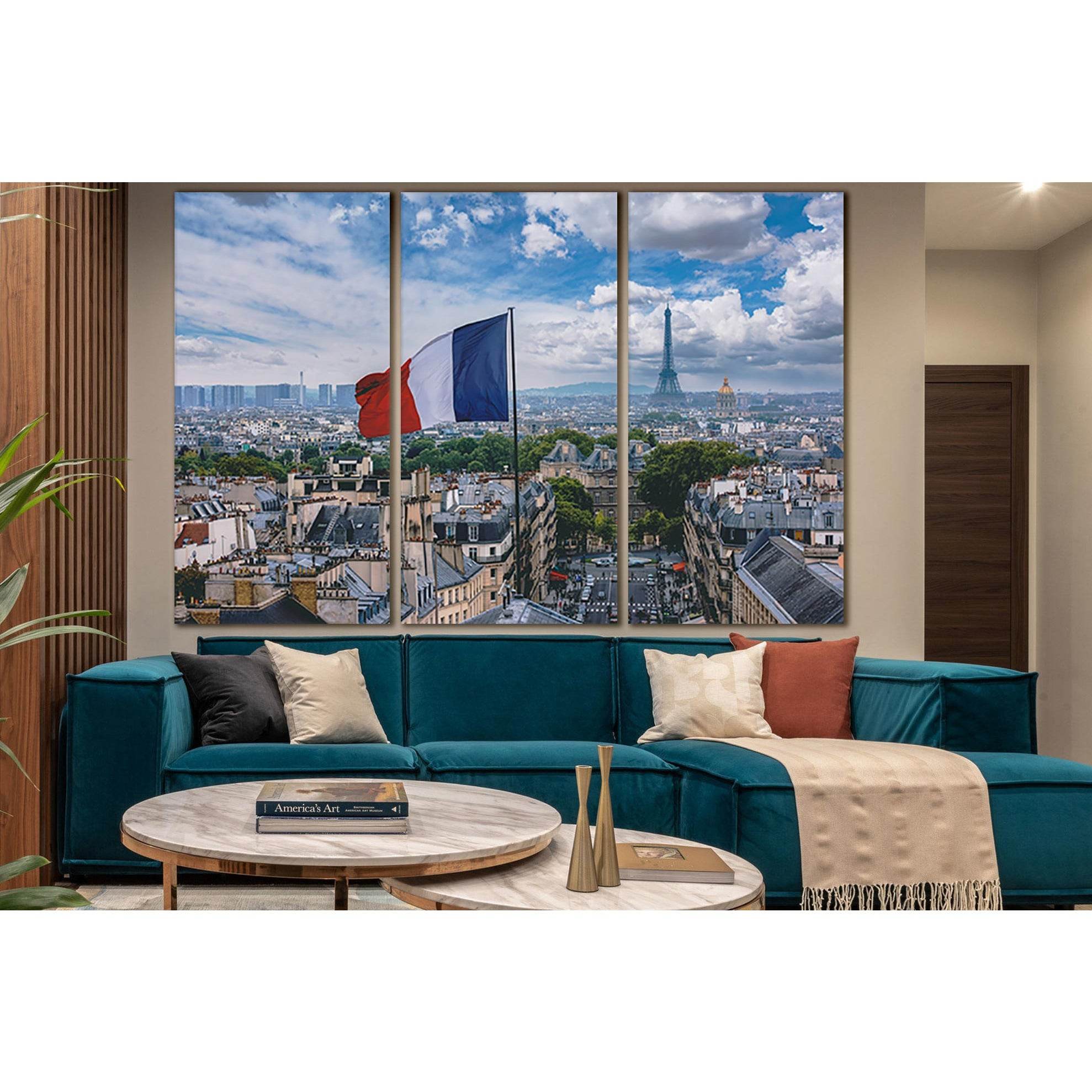 French Flag And Eiffel Tower №SL1182 Ready to Hang Canvas PrintCanvas art arrives ready to hang, with hanging accessories included and no additional framing required. Every canvas print is hand-crafted, made on-demand at our workshop and expertly stretche