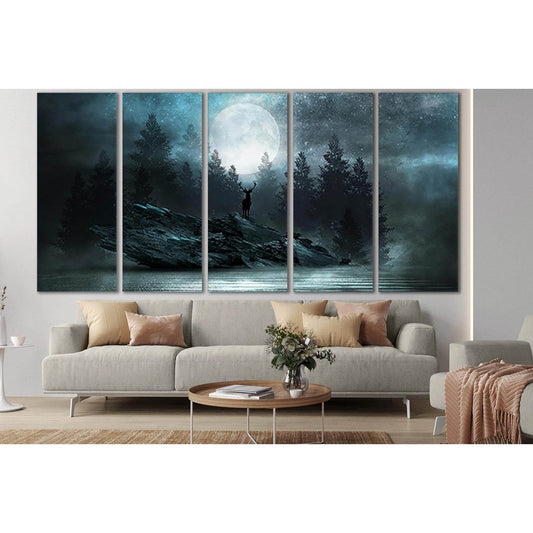 Deer On A Rock Under The Moon №SL1238 Ready to Hang Canvas PrintCanvas art arrives ready to hang, with hanging accessories included and no additional framing required. Every canvas print is hand-crafted, made on-demand at our workshop and expertly stretch