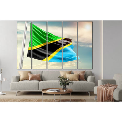 Flag Of Tanzania In Blue Sky №SL1193 Ready to Hang Canvas PrintCanvas art arrives ready to hang, with hanging accessories included and no additional framing required. Every canvas print is hand-crafted, made on-demand at our workshop and expertly stretche