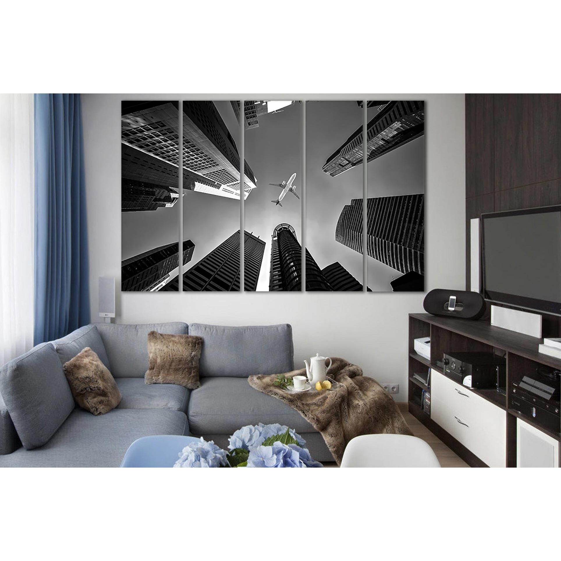 Airplane Flying Over Buildings №SL836 Ready to Hang Canvas PrintCanvas art arrives ready to hang, with hanging accessories included and no additional framing required. Every canvas print is hand-crafted, made on-demand at our workshop and expertly stretch