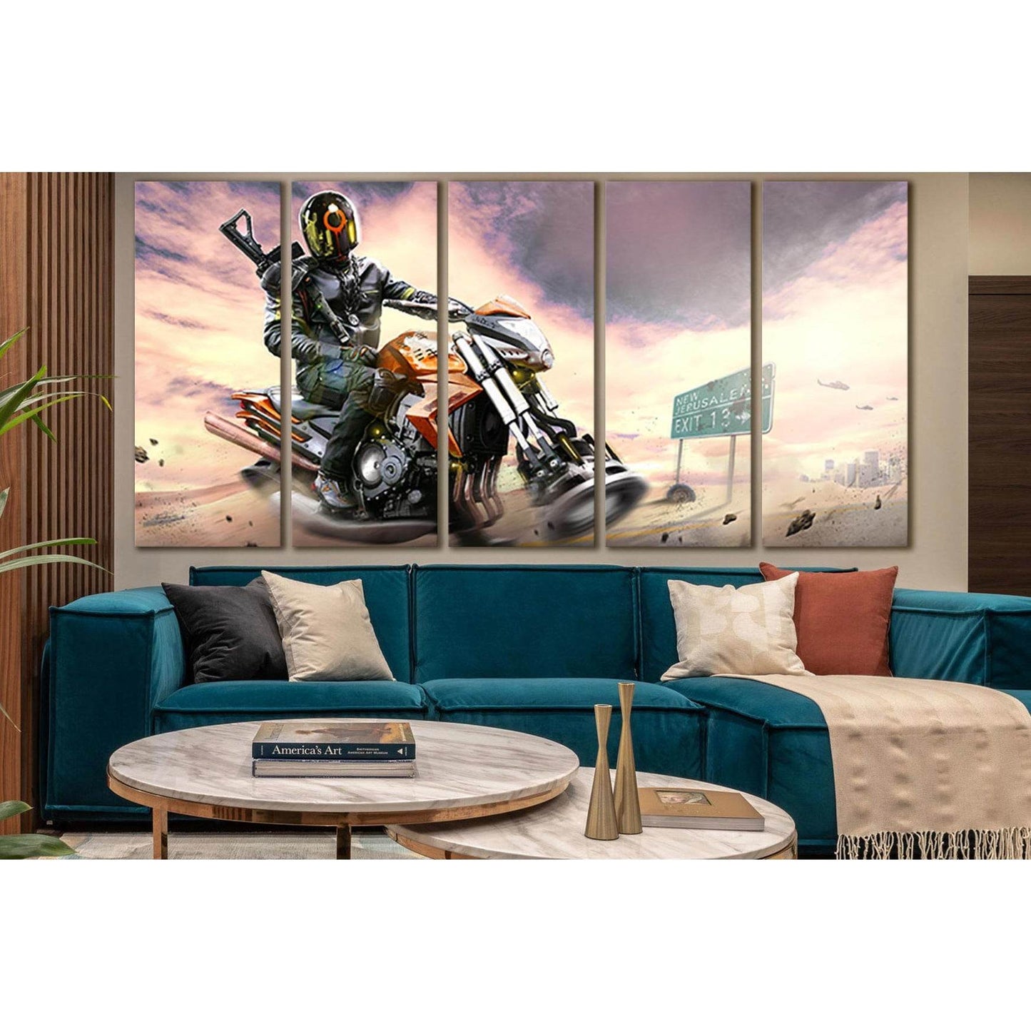 Warrior Flying Motorcycle №SL1296 Ready to Hang Canvas PrintCanvas art arrives ready to hang, with hanging accessories included and no additional framing required. Every canvas print is hand-crafted, made on-demand at our workshop and expertly stretched a