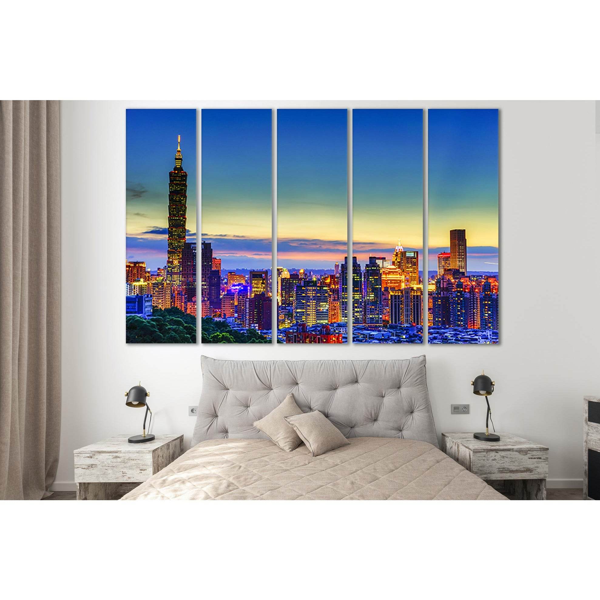 Night Skyscrapers Taiwan №SL305 Ready to Hang Canvas PrintCanvas art arrives ready to hang, with hanging accessories included and no additional framing required. Every canvas print is hand-crafted, made on-demand at our workshop and expertly stretched aro