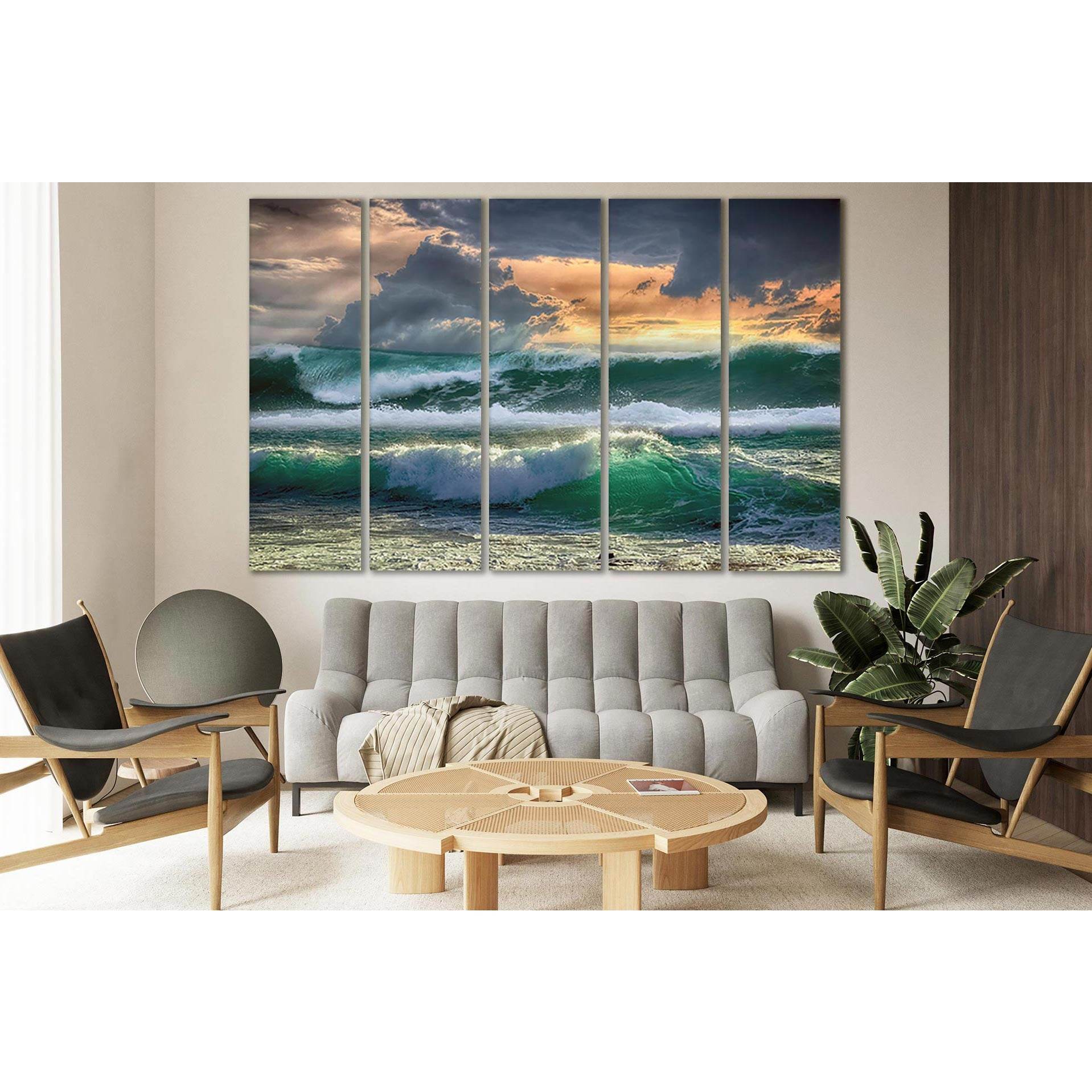 Orange Sunset And Turquoise Waves №SL178 Ready to Hang Canvas PrintCanvas art arrives ready to hang, with hanging accessories included and no additional framing required. Every canvas print is hand-crafted, made on-demand at our workshop and expertly stre