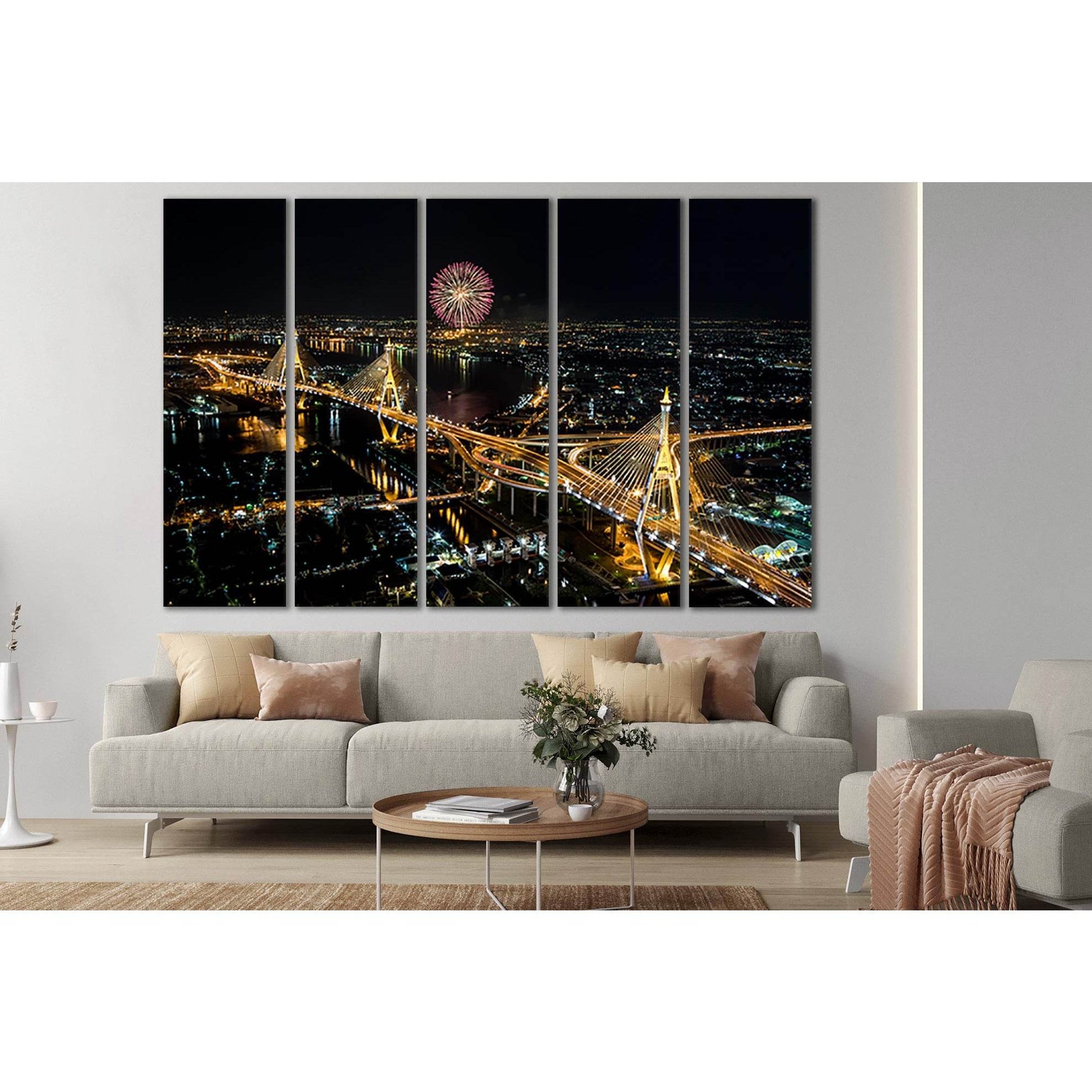 Bangkok Fireworks Night Cityscape №SL360 Ready to Hang Canvas PrintCanvas art arrives ready to hang, with hanging accessories included and no additional framing required. Every canvas print is hand-crafted, made on-demand at our workshop and expertly stre