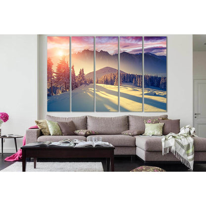 Winter Forest And Sunset In Mountains №SL1571 Ready to Hang Canvas PrintCanvas art arrives ready to hang, with hanging accessories included and no additional framing required. Every canvas print is hand-crafted, made on-demand at our workshop and expertly