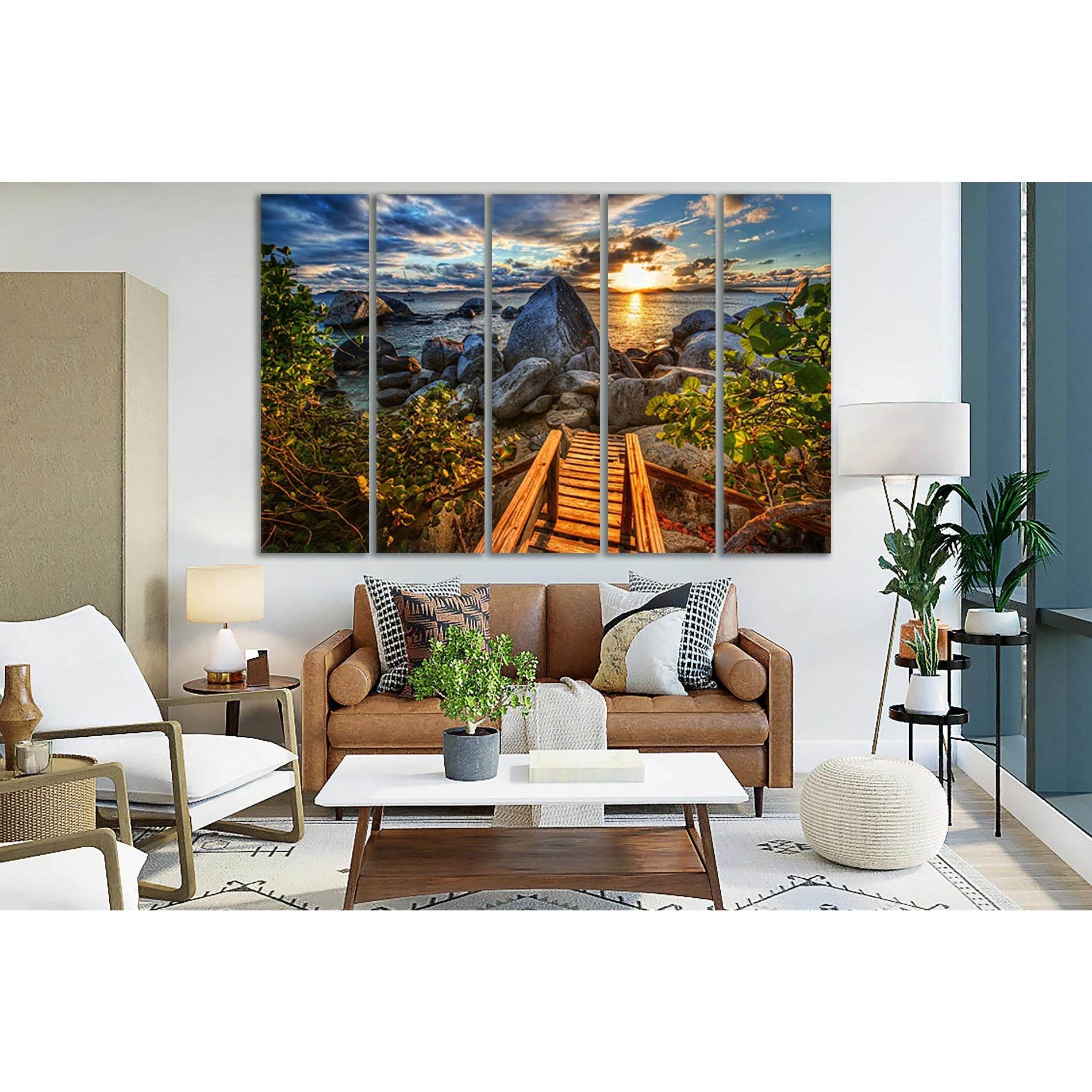 Wooden Staircase Sea Sunset №SL256 Ready to Hang Canvas PrintCanvas art arrives ready to hang, with hanging accessories included and no additional framing required. Every canvas print is hand-crafted, made on-demand at our workshop and expertly stretched