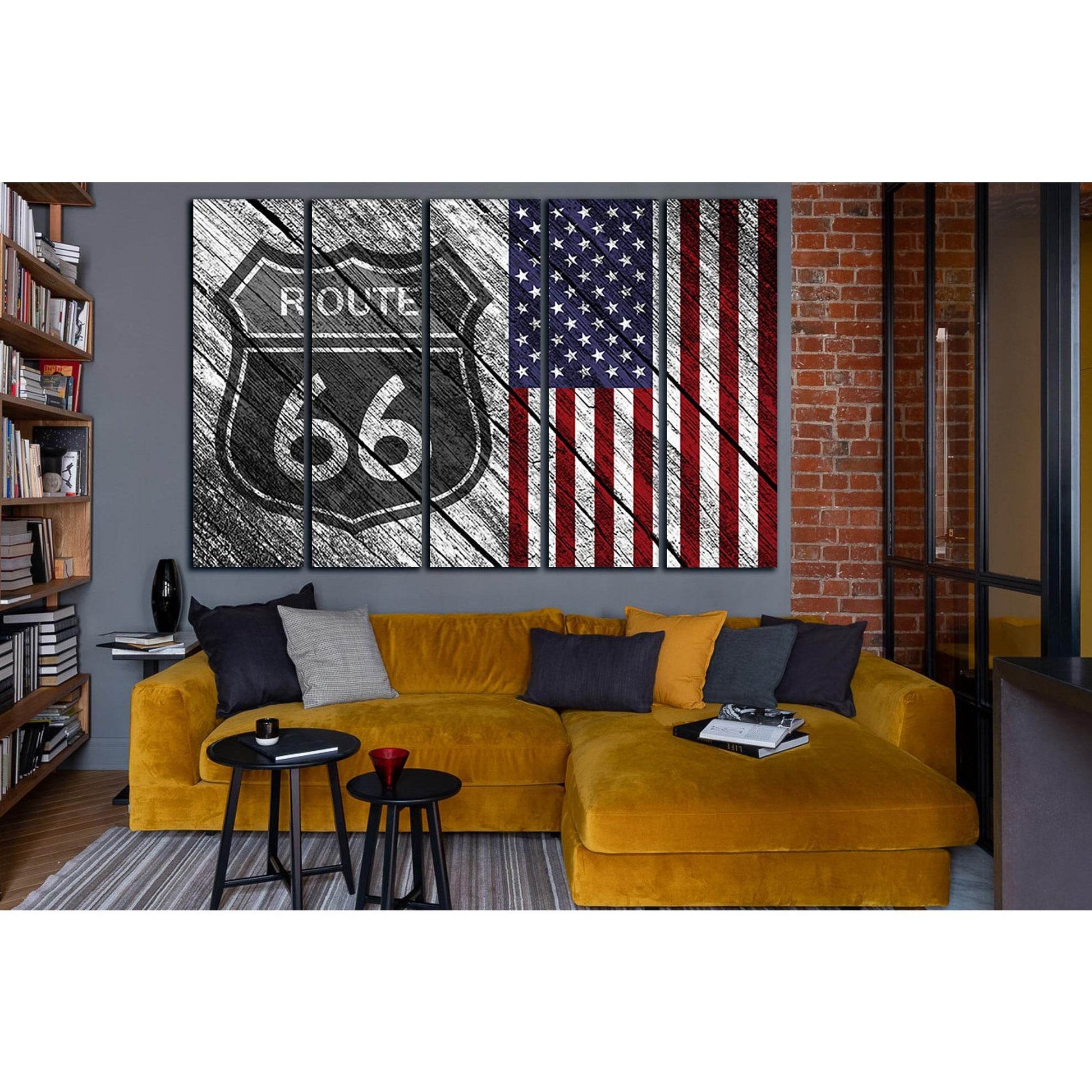 American Flag Route 66 №SL1208 Ready to Hang Canvas PrintCanvas art arrives ready to hang, with hanging accessories included and no additional framing required. Every canvas print is hand-crafted, made on-demand at our workshop and expertly stretched arou