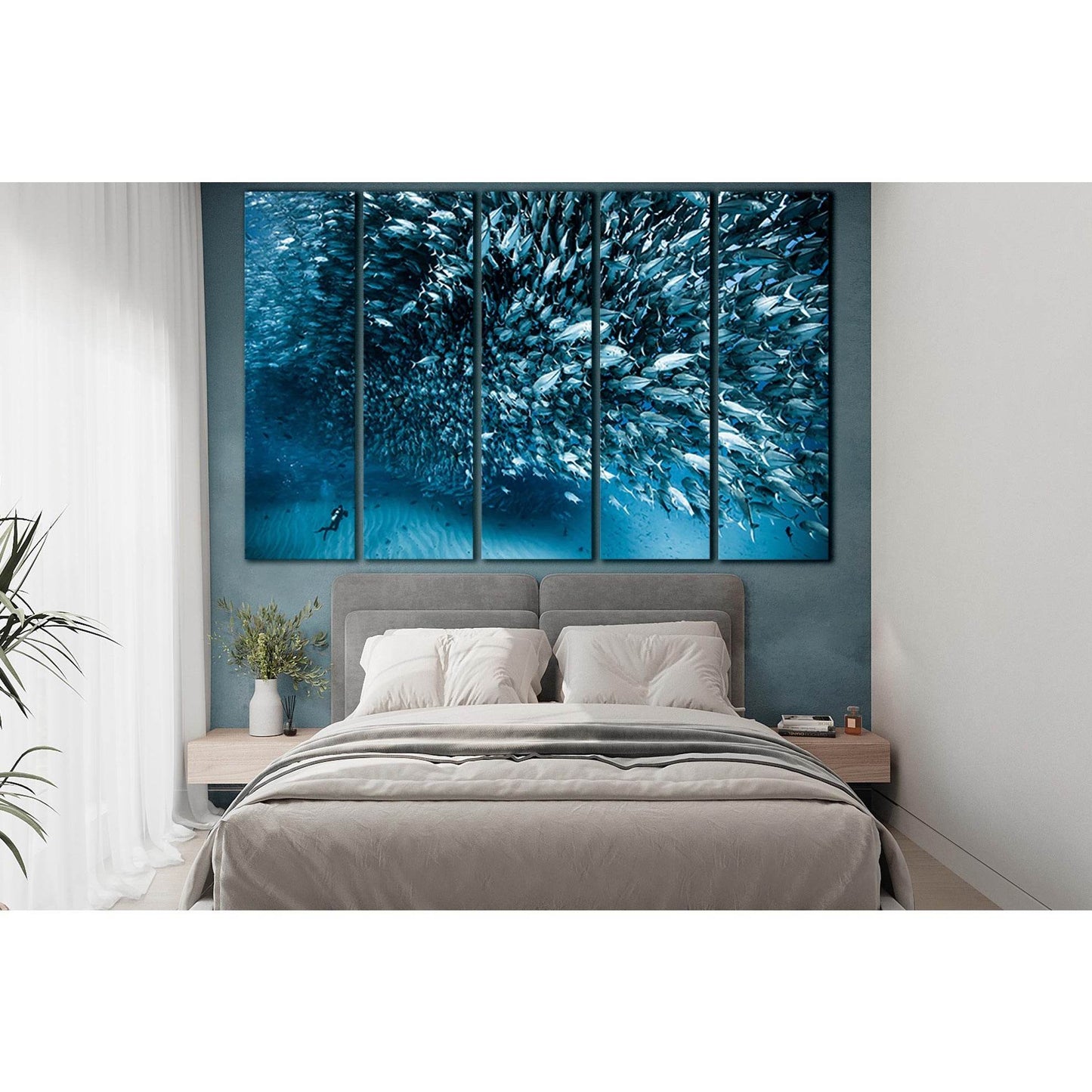 Flock Of Fish And Diver №SL1522 Ready to Hang Canvas PrintCanvas art arrives ready to hang, with hanging accessories included and no additional framing required. Every canvas print is hand-crafted, made on-demand at our workshop and expertly stretched aro