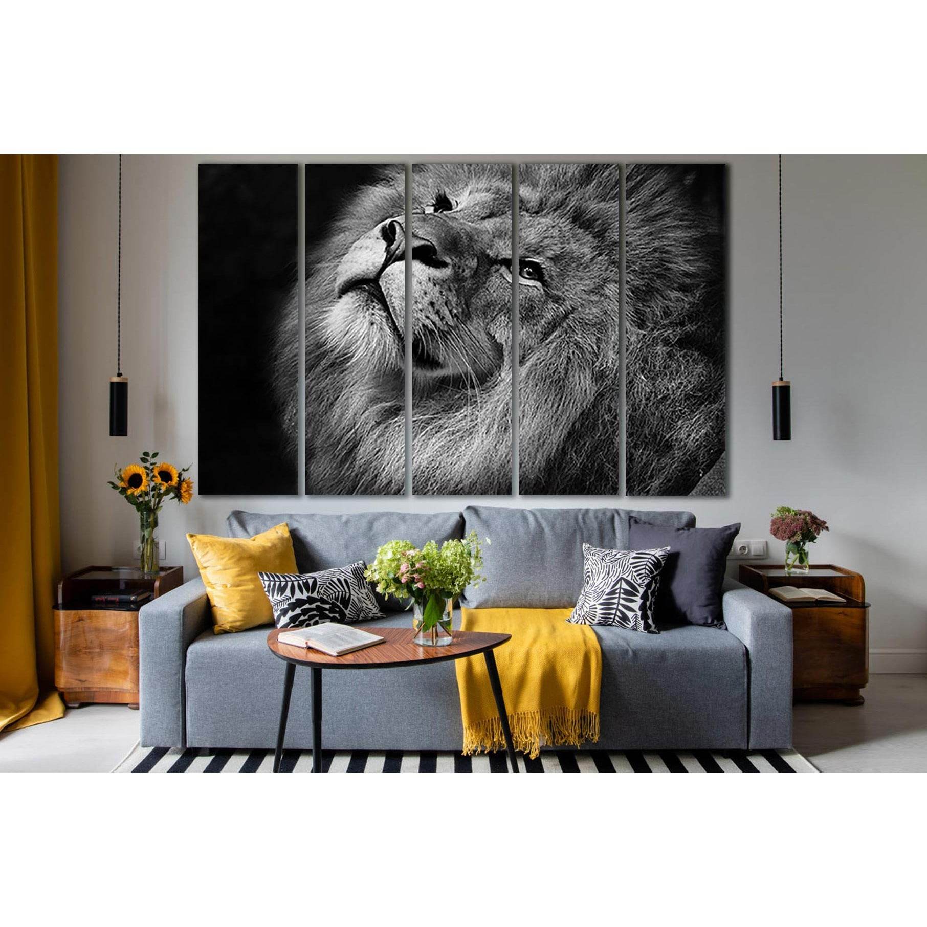 Leo Portrait Black & White №SL862 Ready to Hang Canvas PrintCanvas art arrives ready to hang, with hanging accessories included and no additional framing required. Every canvas print is hand-crafted, made on-demand at our workshop and expertly stretched a