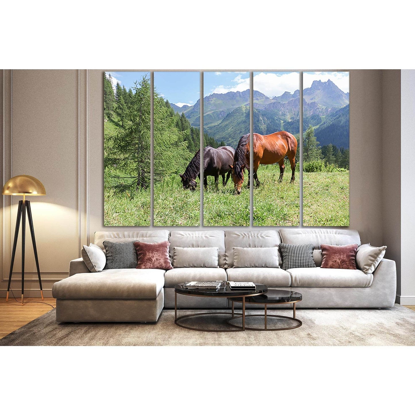 Two Horses Grazing In The Mountains №SL1025 Ready to Hang Canvas PrintCanvas art arrives ready to hang, with hanging accessories included and no additional framing required. Every canvas print is hand-crafted, made on-demand at our workshop and expertly s