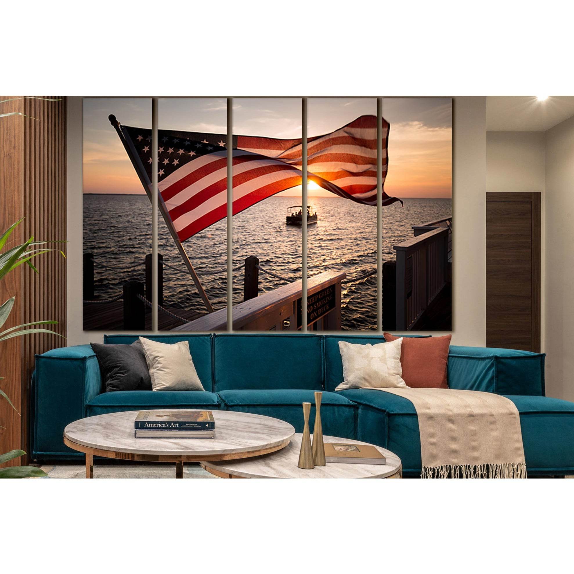 Usa Flag At Sunset №SL1178 Ready to Hang Canvas PrintCanvas art arrives ready to hang, with hanging accessories included and no additional framing required. Every canvas print is hand-crafted, made on-demand at our workshop and expertly stretched around 1