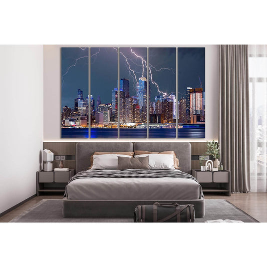 Lightning Over City At Night №SL321 Ready to Hang Canvas PrintCanvas art arrives ready to hang, with hanging accessories included and no additional framing required. Every canvas print is hand-crafted, made on-demand at our workshop and expertly stretched