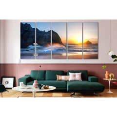 Rocks Waves Beach Sunset №SL255 Ready to Hang Canvas PrintCanvas art arrives ready to hang, with hanging accessories included and no additional framing required. Every canvas print is hand-crafted, made on-demand at our workshop and expertly stretched aro