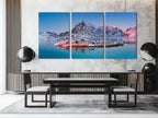 Lofoten Island Canvas Print, Winter Coastal Village Wall Art, Norwegian Mountain Landscape, Arctic Seascape Decor, XXL Nordic Nature Artwork