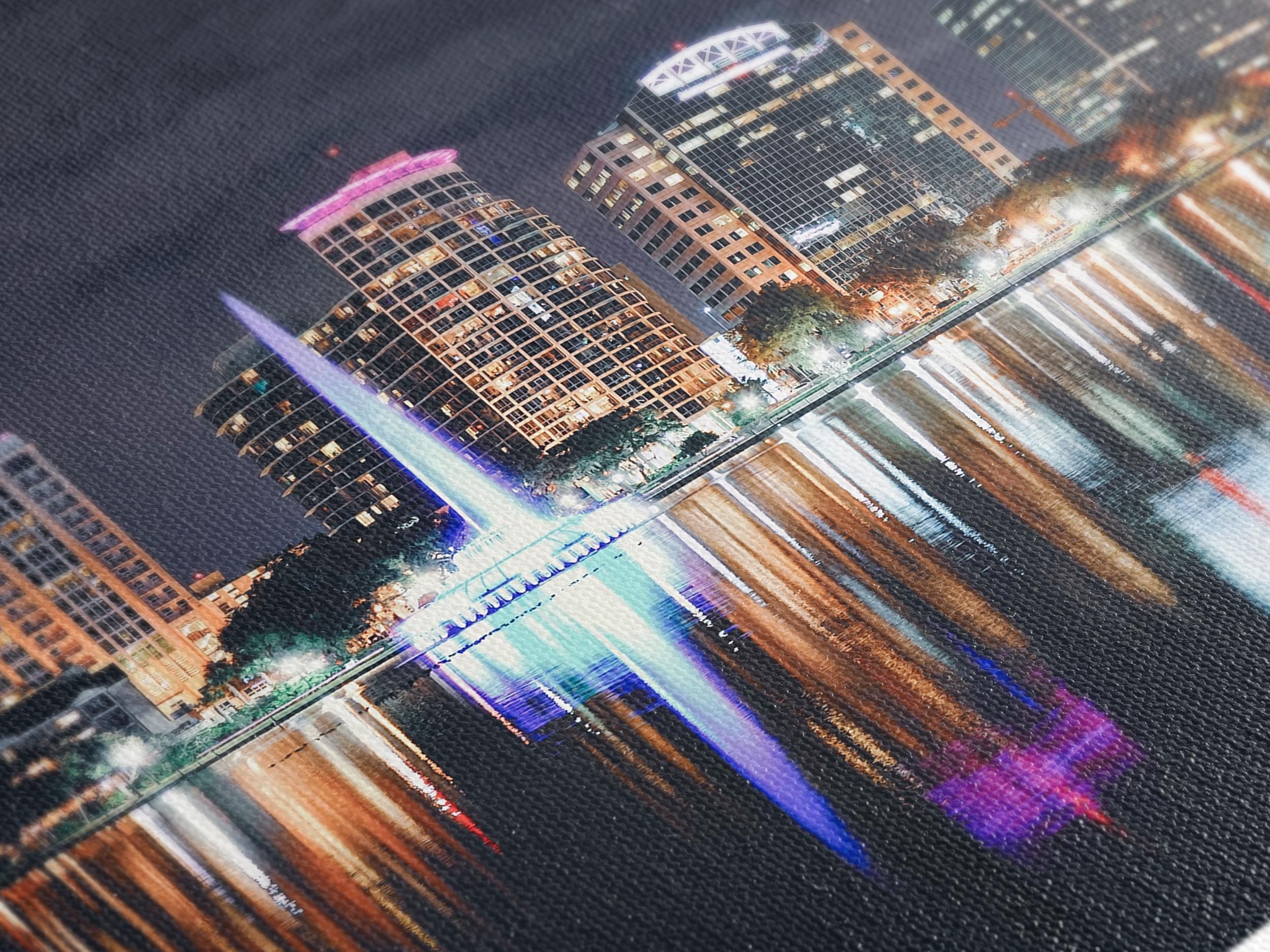 Orlando Lake Eola at Night Canvas Print, Downtown Skyline Wall Art, XXL Orlando Cityscape, Office Buildings Art, Large Florida Wall Art