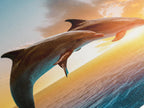 Dolphin Canvas Art - Ocean Sunset Wall Art, Dolphin Wall Art, Dolphin Canvas Print, Dolphin in the Ocean Art Print, Dolphin Fine Art Print