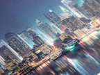 New York City Skyline Canvas Print, Manhattan Nightscape Wall Art, Large Urban Landscape, NYC Skyscrapers Night Artwork, Modern Office Decor