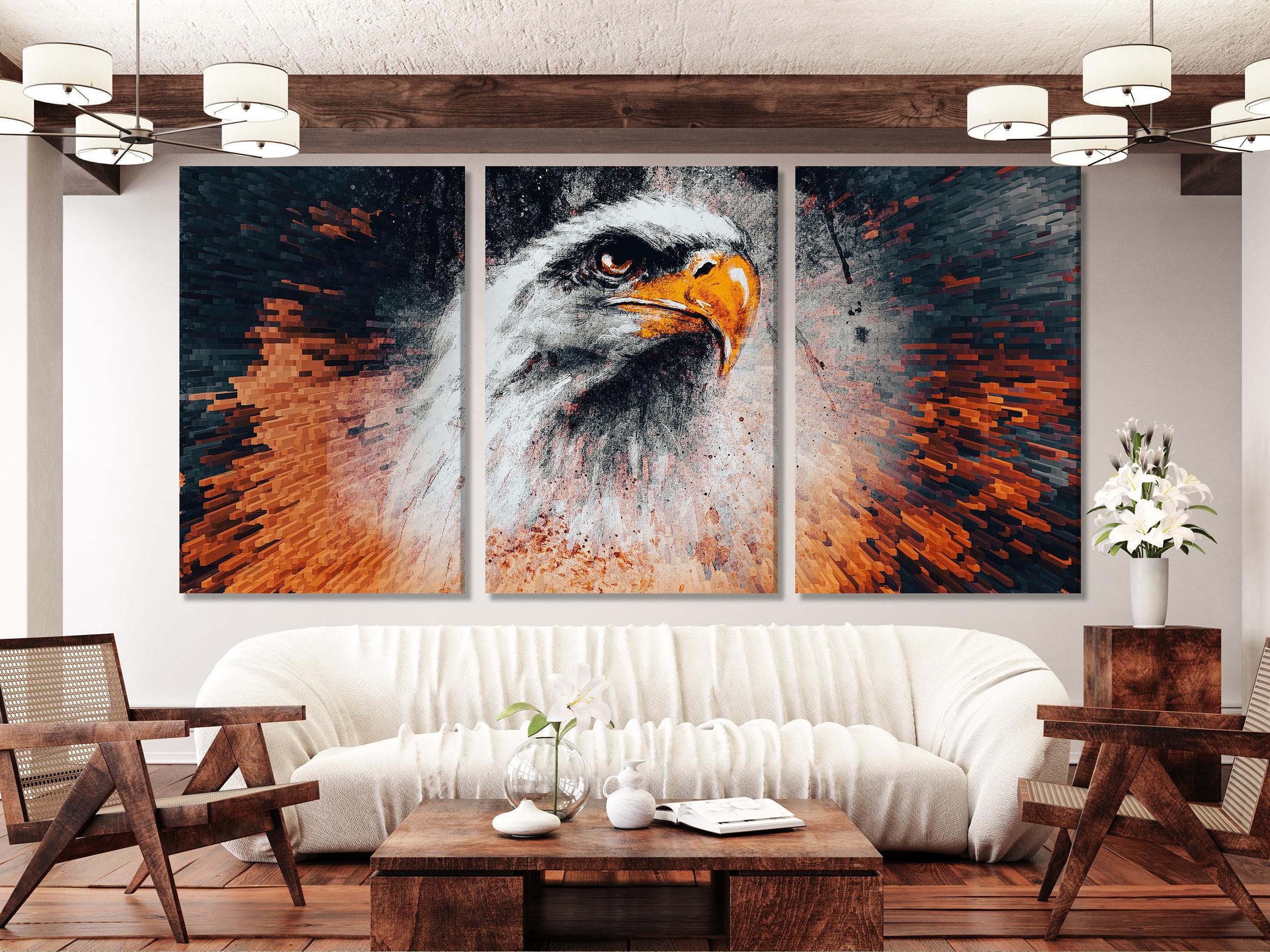 Abstract Eagle Canvas Print, Bold Wildlife Wall Art, Large Modern Eagle Artwork, Oversized Animal Canvas for Living Room Decor